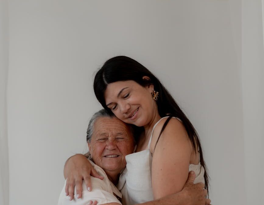 warm embrace between family generations