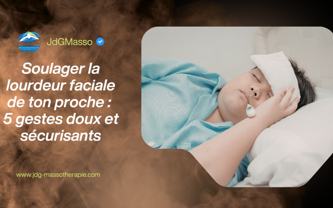 soulager la lourdeur faciale de ton proche avec compresse douce posée sur le front au repos