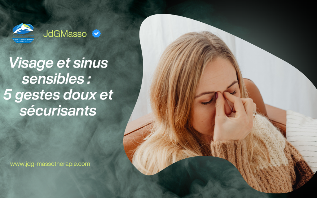 visage et sinus sensibles avec femme aux yeux fermés tenant doucement l’arête du nez