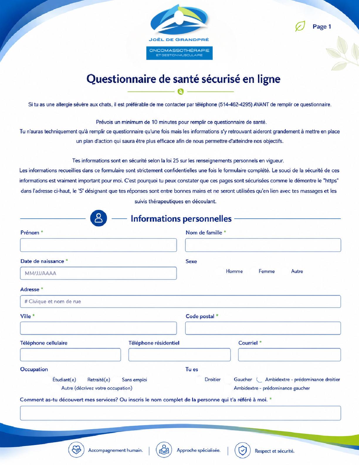 __Questionnaire santé - JdGMasso interactif Questionnaire santé Joël de Grandpré PDF interactif